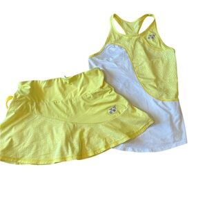 Yonex Yellow and White Tennis Tank and Skirt Set size XS